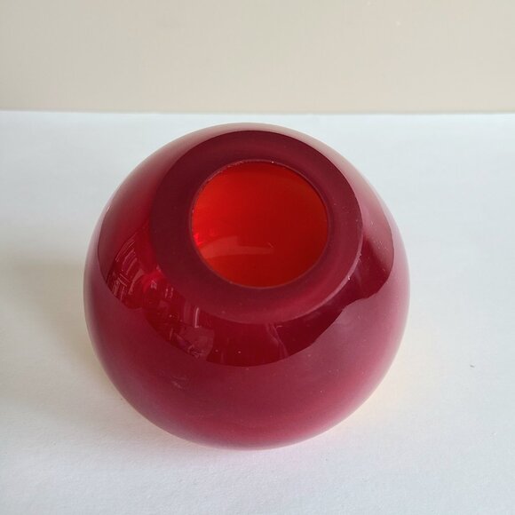 Murano(?) red yellow asymmetrical round organic contemporary design shape vase. - Picture 3 of 10